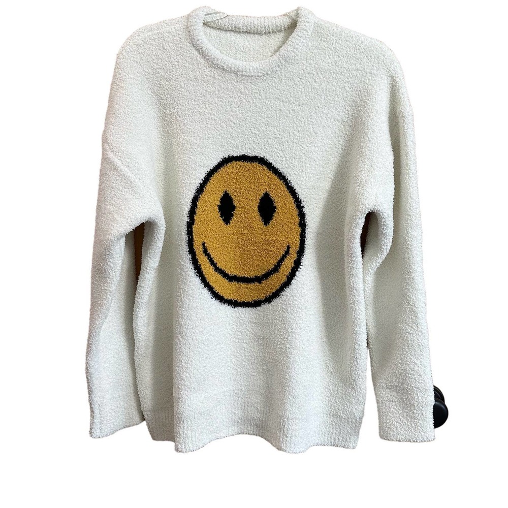 ComfyLuxe Women’s or Teens Long Sleeve Microfiber Soft Smiley Face Oversized M/L - Picture 1 of 11